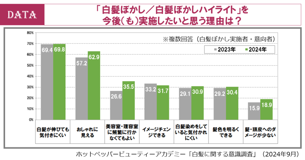 ホットペッパービューティーアカデミー、白髪・グレイヘア